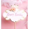 Topper dekoracje na tort ciasto napis happy birthday kwiaty korona urodziny